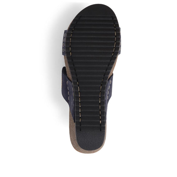 Pavers Embellished Wedge Sandals - Navy