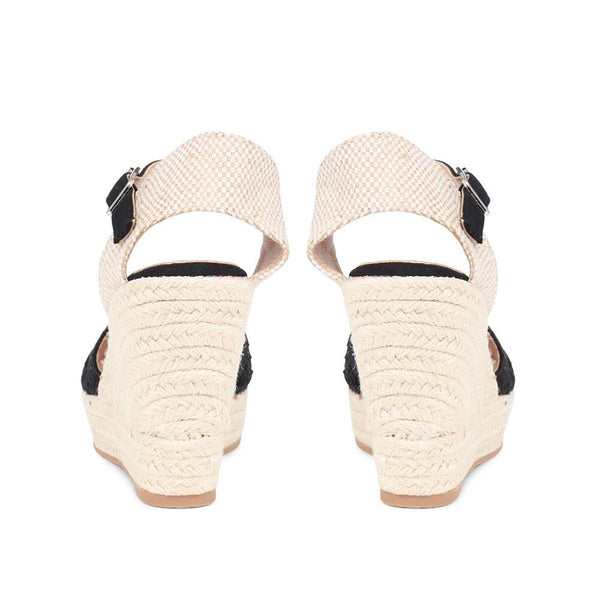 Pavers Espadrille Wedge Sandals - Black