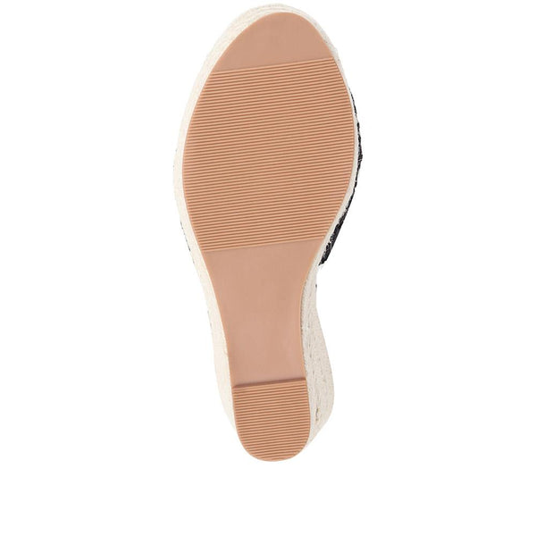 Pavers Espadrille Wedge Sandals - Black