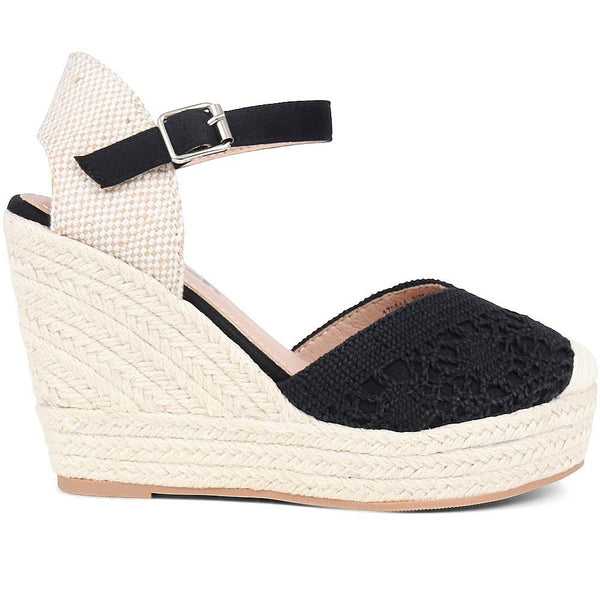 pavers Espadrille Wedge Sandals - Black
