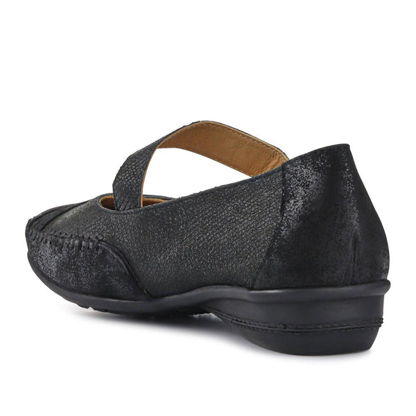 Pavers Extra-Cushioned Leather Mary Janes - Black
