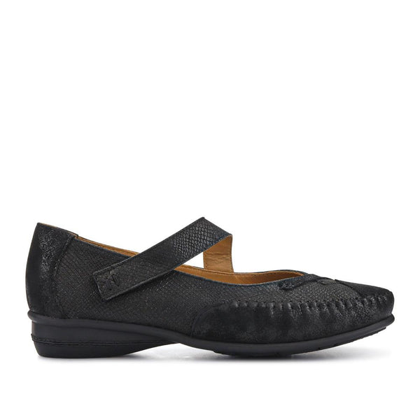 pavers Extra-Cushioned Leather Mary Janes - Black