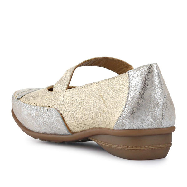 Pavers Extra-Cushioned Leather Mary Janes - Gold