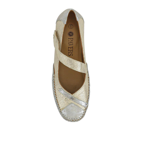 Pavers Extra-Cushioned Leather Mary Janes - Gold