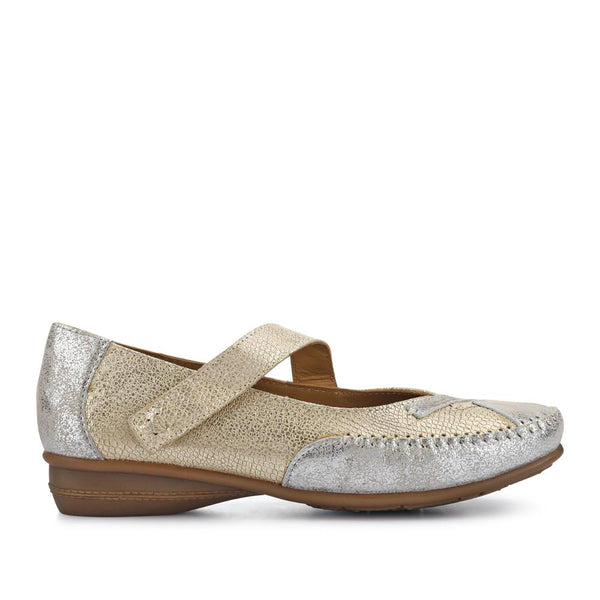 pavers Extra-Cushioned Leather Mary Janes - Gold