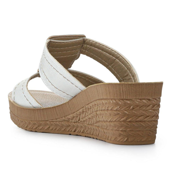 Pavers Extra-Cushioned Slip-On Wedge Mules - White