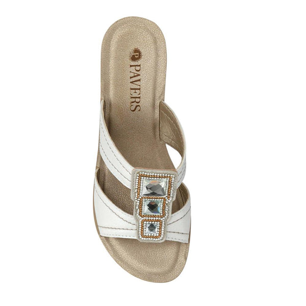 Pavers Extra-Cushioned Slip-On Wedge Mules - White