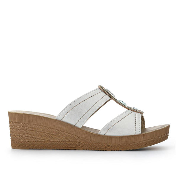 pavers Extra-Cushioned Slip-On Wedge Mules - White