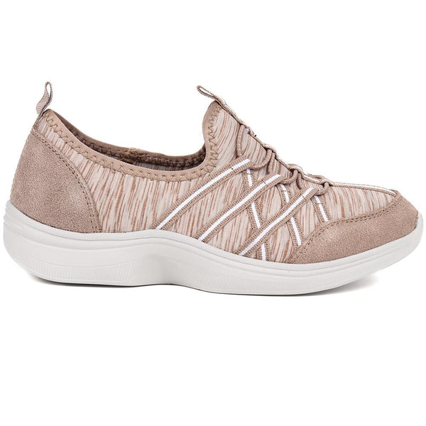 Pavers Extra-Wide Bungee Lace Trainers - Taupe Multi