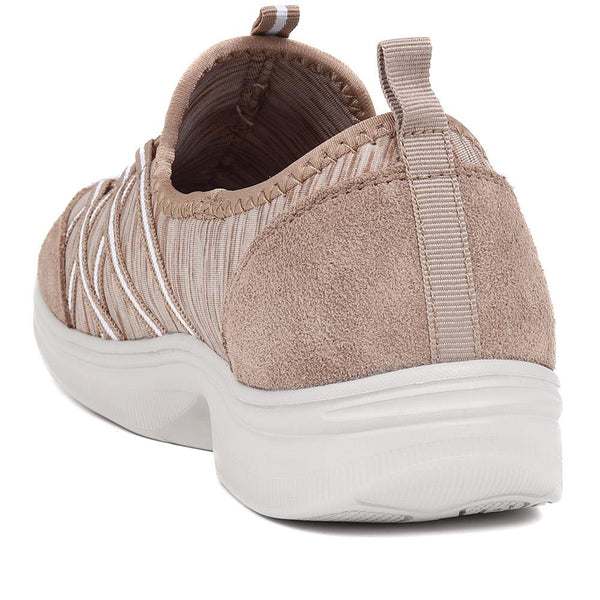 Pavers Extra-Wide Bungee Lace Trainers - Taupe Multi