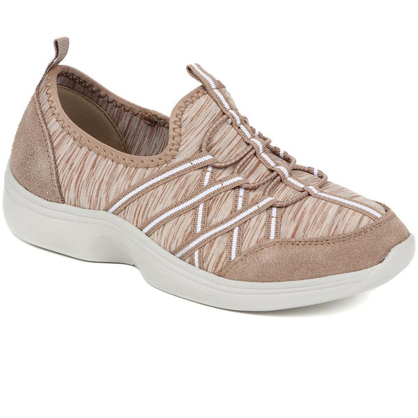 pavers Extra-Wide Bungee Lace Trainers - Taupe Multi