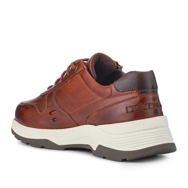 Pavers Extra-Wide Dual-Fit Leather Trainers - Cognac