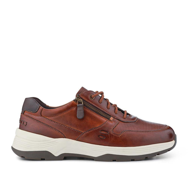 pavers Extra-Wide Dual-Fit Leather Trainers - Cognac