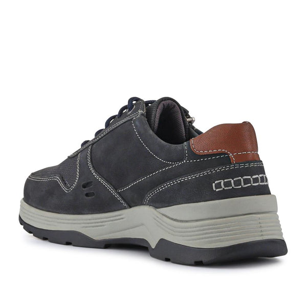 Pavers Extra-Wide Dual-Fit Leather Trainers - Navy