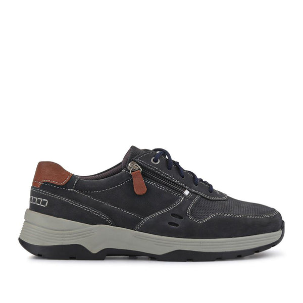 pavers Extra-Wide Dual-Fit Leather Trainers - Navy