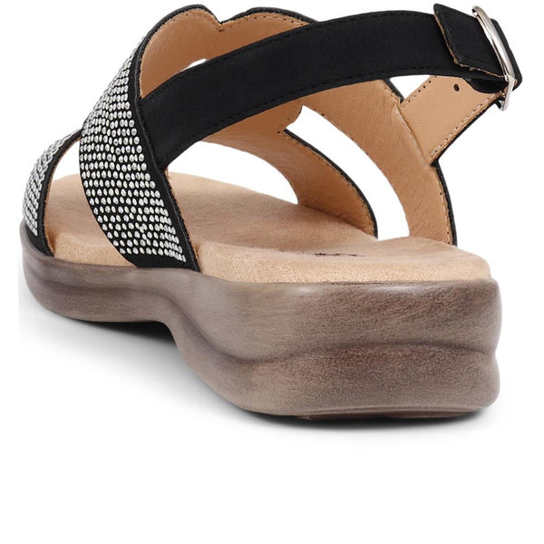 Pavers Extra-Wide Embellished Sandals - Black