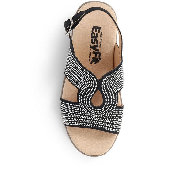 Pavers Extra-Wide Embellished Sandals - Black