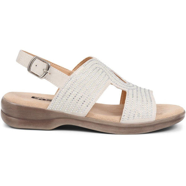 pavers Extra-Wide Embellished Sandals - White