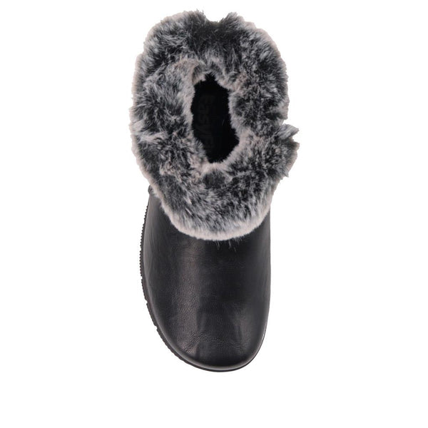 Pavers Extra-Wide Faux-Fur Cuff Ankle Boots - Black