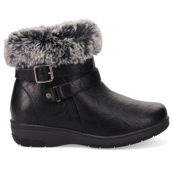 pavers Extra-Wide Faux-Fur Cuff Ankle Boots - Black