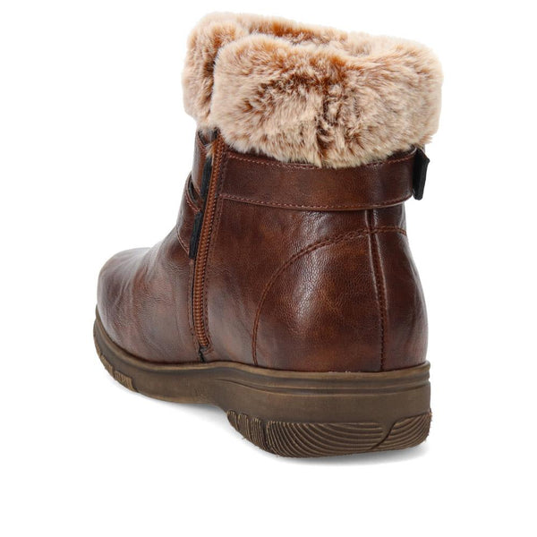 Pavers Extra-Wide Faux-Fur Cuff Ankle Boots - Brown