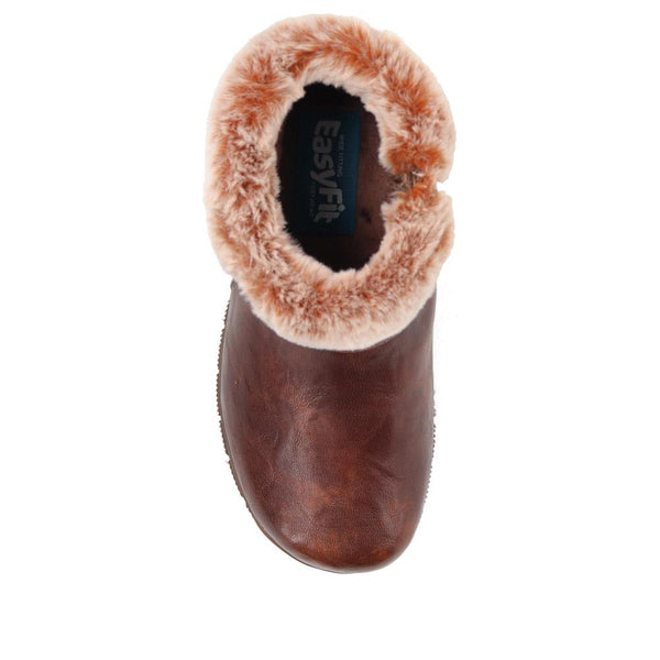 Pavers Extra-Wide Faux-Fur Cuff Ankle Boots - Brown