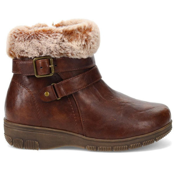 pavers Extra-Wide Faux-Fur Cuff Ankle Boots - Brown