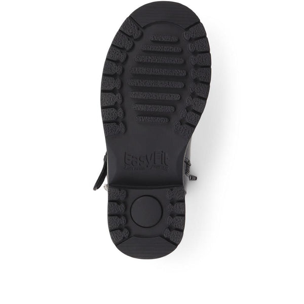 Pavers Extra-Wide Fit Buckle Biker Boots - Black