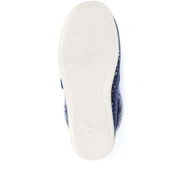 Pavers Extra-Wide Fit Cosy Slippers - Navy