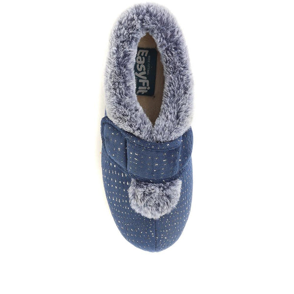 Pavers Extra-Wide Fit Cosy Slippers - Navy
