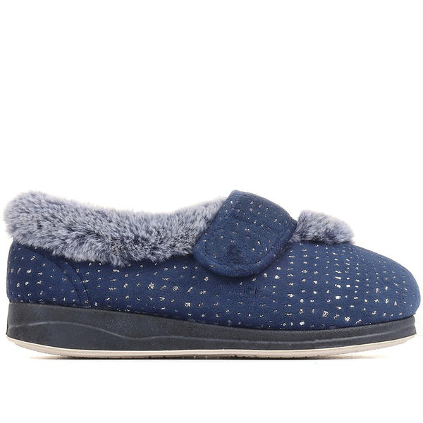 pavers Extra-Wide Fit Cosy Slippers - Navy