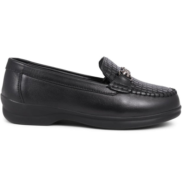 pavers Extra-Wide Fit Leather Loafers - Black