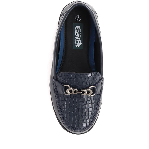 Pavers Extra-Wide Fit Leather Loafers - Navy