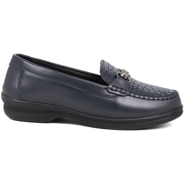 pavers Extra-Wide Fit Leather Loafers - Navy