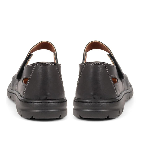 Pavers Extra Wide Fit Leather Sandals - Black