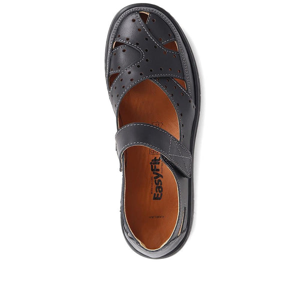 Pavers Extra Wide Fit Leather Sandals - Black