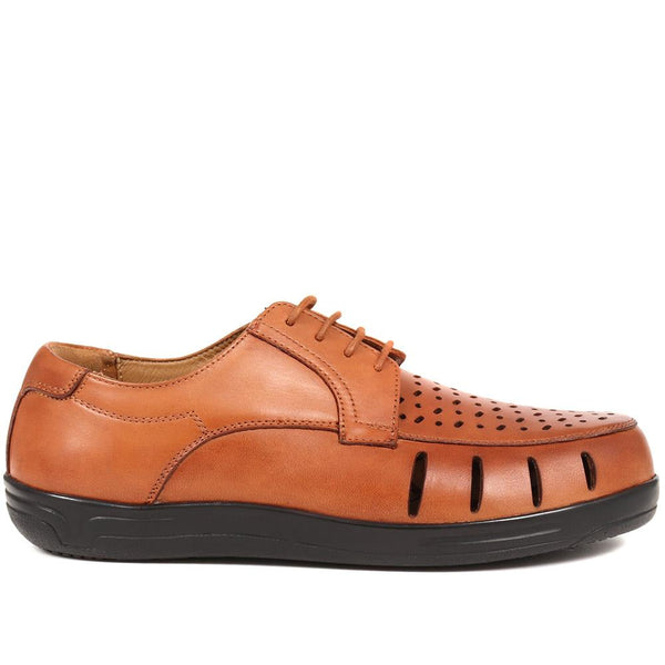 pavers Extra Wide Fit Leather Shoes - Dark Tan