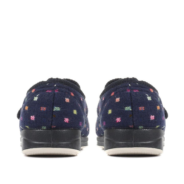 Pavers Extra Wide Fit Touch Fasten Slippers - Navy