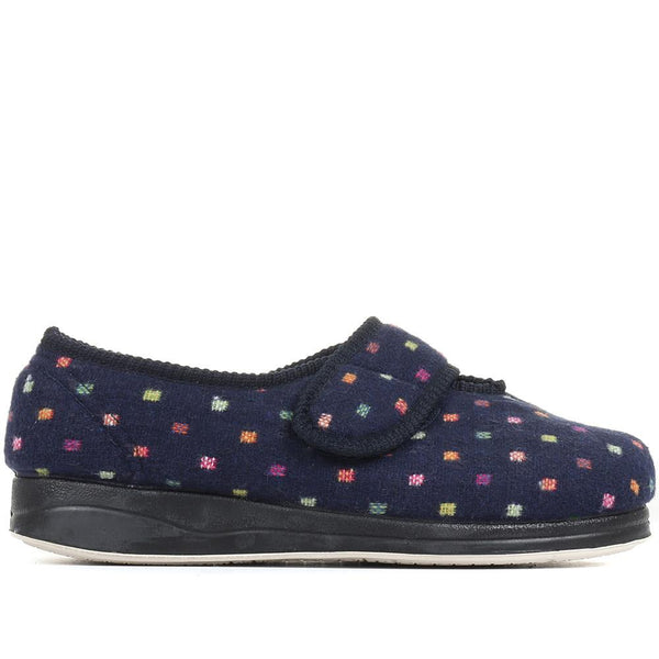 pavers Extra Wide Fit Touch Fasten Slippers - Navy