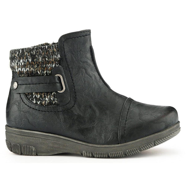 pavers Extra-Wide Knitted Cuff Ankle Boots - Black