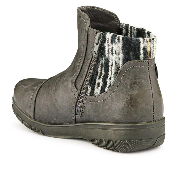 Pavers Extra-Wide Knitted Cuff Ankle Boots - Grey