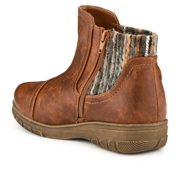 Pavers Extra-Wide Knitted Cuff Ankle Boots - Tan