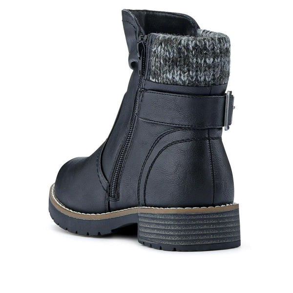 Pavers Extra-Wide Knitted Cuff Boots - Black