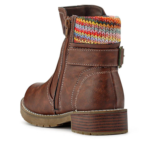 Pavers Extra-Wide Knitted Cuff Boots - Brown