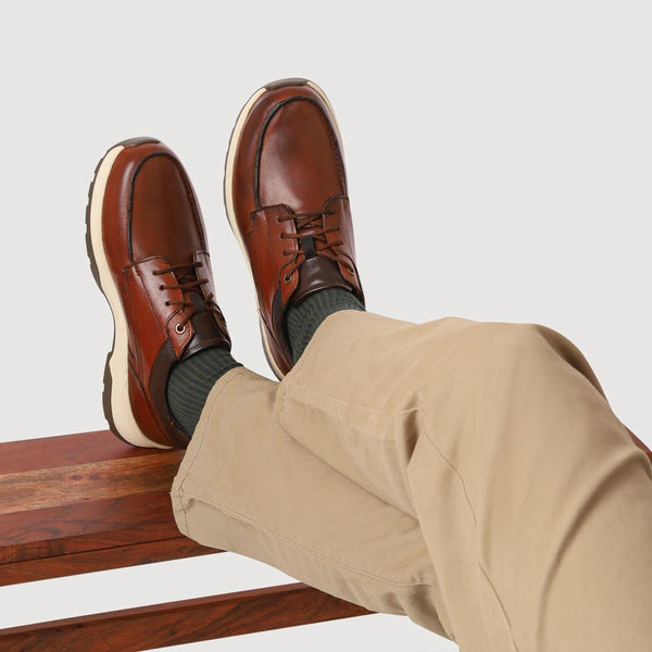 Pavers Extra-Wide Leather Casual Shoes - Cognac