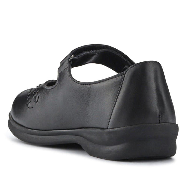 Pavers Extra-Wide Leather Mary Janes - Black