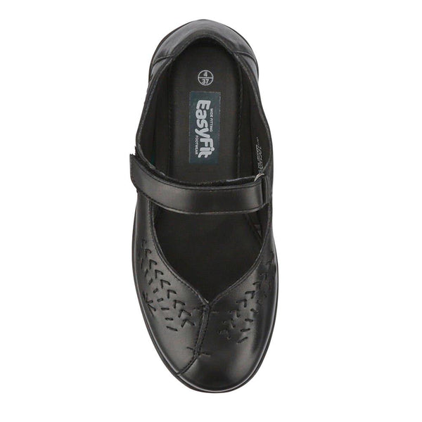 Pavers Extra-Wide Leather Mary Janes - Black