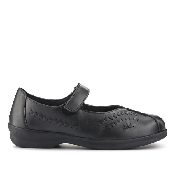 pavers Extra-Wide Leather Mary Janes - Black