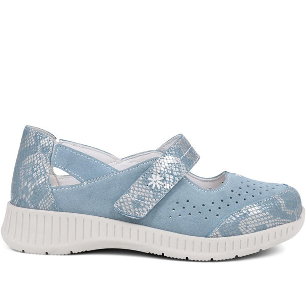 pavers Extra-Wide Leather Mary Janes - Blue