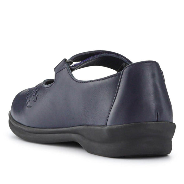 Pavers Extra-Wide Leather Mary Janes - Navy